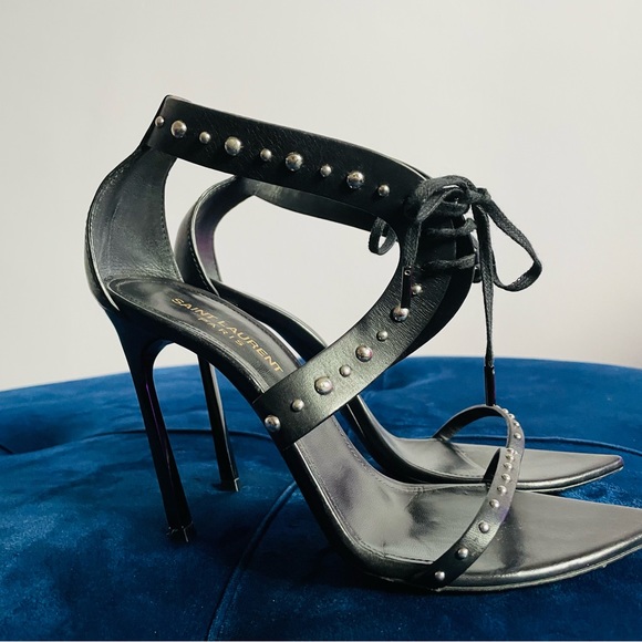 Saint Laurent Black Open Toe Heels. - Picture 3 of 9